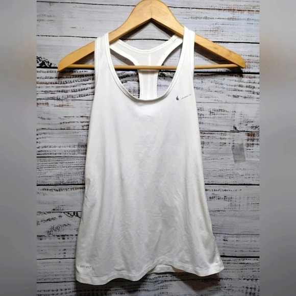 Nike Tops - Nike DriFit Racerback Tank Top in white size Medium Performance Athletic